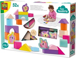 Дървени блокчета с фигурки на еднорози - SES Creative - От серията Tiny Talents — 13251