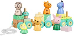 Дървено влакче за дърпане - Orange Tree Toys - На тема Мечо Пух — OTT08278