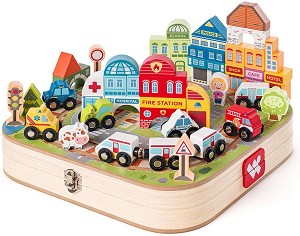 Детски конструктор Град с колички - Woody — 92143