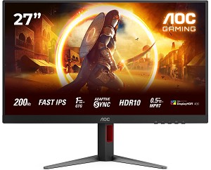  AOC 27G4HA - 27", Fast IPS, 200 Hz, 16:9, 1920 x 1080, 1 ms, 2 x HDMI, DisplayPort, Adaptive-Sync - 