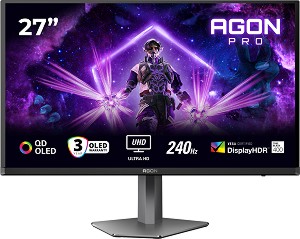  AOC AG276UZD - 26.5", QD-OLED, 240 Hz, 16:9, 3840 x 2160, 0.03 ms, 2 x HDMI, 2 x DisplayPort, Adaptive-Sync - 
