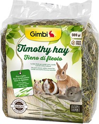 Сено за зайчета и гризачи Gimbi - 500 г, от тимотейка