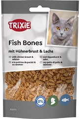 Лакомства за котки Trixie Bones - 50 г, с пилешки гърди и сьомга