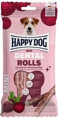 Дентални лакомства за кучета Happy Dog Rolls Mini - 92 г, с цвекло, за дребни породи, от серията Dental Snacks