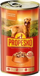 Консерва за кучета PROPESKO - 1,24 кг, с говеждо и пилешко, за всички породи, в зряла възраст
