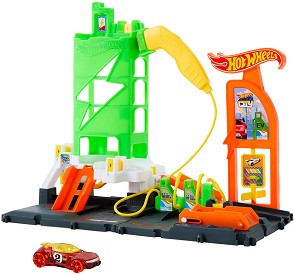 Писта Зареждаща станция - Mattel - С количка на тема Hot Wheels — HTN79