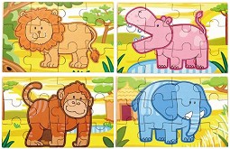 Животни - 4 дървени пъзела от 12 части — Viga Toys 50068