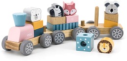 Дървено влакче за сглобяване Животни - Viga Toys - От серията PolarB — 44015