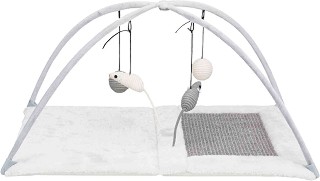 Активна гимнастика за котки Trixie Scratching Mat - 60 × 33 × 42 см, с драскалка и играчки, от серията Junior