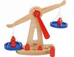 Детска дървена везна - Viga Toys - С 6 теглилки — 50660