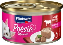 Мус за котки Vitakraft Mousse - 85 г, с говеждо, от серията Poesie