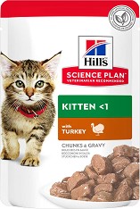 Пауч за котки Hill's Kitten - 85 г, с пуешко в сос, от серията Science Plan, до 1 година