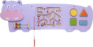 Дървена дидактическа дъска за стена Хипопотам - Viga Toys — 50470 FSC