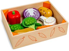 Дървена щайга с продукти Bigjigs Toys - Зеленчуци — BJ477