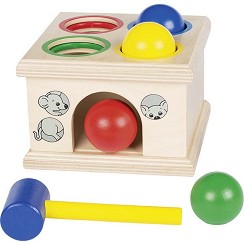 Дървена игра с чукче Goki - Хвани мишката — WM914