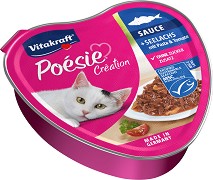 Хапки в сос за котки Vitakraft Creation - 85 г, с треска, паста и домати, от серията Poesie