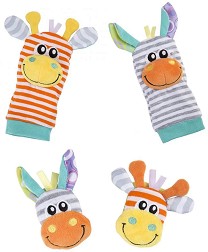 Дрънкалки за ръце и крака Жираф и зебра - Playgro - Гривни и чорапки — 0188406