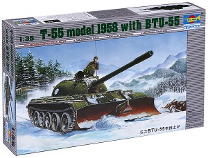 Танк - T-55 с гребло BTU-55 - Сглобяем модел — Trumpeter 00313