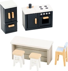 Дървени мебели за кухня - Lelin Toys - 6 части — L50266