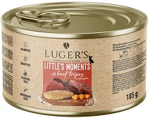 Консерви за кучета Luger's — 6 × 185 г, 6 × 185 и 6 х 400 г, с говеждо шкембе и тиква, от серията Little's Moments, за дребни породи, в зряла възраст