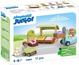 Playmobil Junior - Щанд за органични продукти и мотокар — 71691