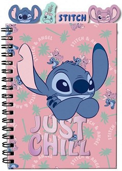 Тетрадка с карирани листове със спирала Stitch - Формат A5 с 96 листа на тема Лило и Стич