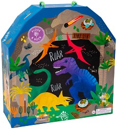 Кутия за игра Floss and Rock - Динозаври - С дървени фигурки за игра — 45P6472