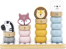 Дървена низанка с животни - Viga Toys - От серията PolarB — 44022