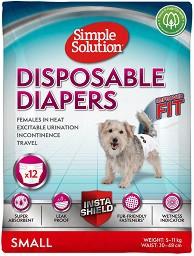 Пелени за женски кучета Simple Solution Small - 12 броя, от 30 до 48 см
