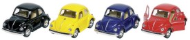 Метална количка VW Beetle - Goki - С отварящи се врати и pull-back механизъм — 12159