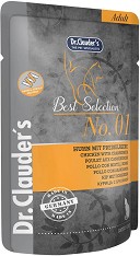 Пауч за котки Dr.Clauder's Animal Single Protein - 85 г, с пилешко и червени боровинки, от серията Best Selection, в зряла възраст