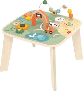 Дървена активна маса Tiny Love Wooden Activity Table - От серията Farmers Funday