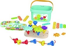 Дървен конструктор в куфарче с мозайка - Tooky Toy — TJ631