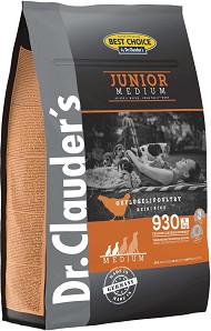 Суха храна за кучета Dr.Clauder's Junior Medium - 4 кг, с птиче месо и ориз, от серията Best Choice, за средни породи, от 2 до 12 месеца