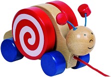 Охлювче - Дървена играчка на колелца — Goki 54977