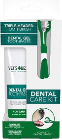 Гел за зъби за кучета Vet's Best Dental Care Kit - 100 г, с четка за зъби