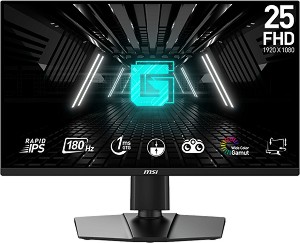  MSI G255PF E2 - 24.5", Fast IPS, 180 Hz, 16:9, 1920 x 1080, 1 ms, 2 x HDMI, DisplayPort, AMD FreeSync - 