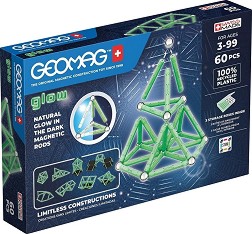 Светещ магнитен конструктор Geomag - Glow - От 60 части, от серията Classic — 338