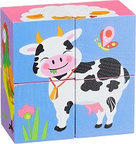 Дървени кубчета животни - Viga Toys — 50835