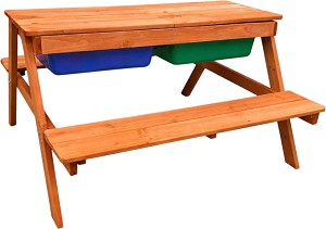 Дървена маса с пейки и пясъчник - Ginger Home - С размери 90 / 86 / 50 cm — WSB-9080