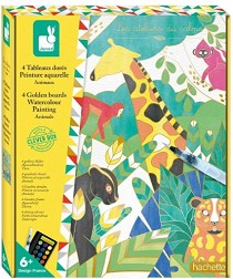 Рисуване по номера Животни - Janod - Творчески комплект с акварелни бои от серията Les Ateliers du Calme — J07959
