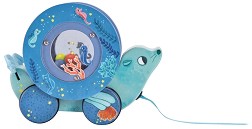 Дървено тюленче за дърпане - Moulin Roty - С цилиндър от серията Les Aventures de Paulie — 676371