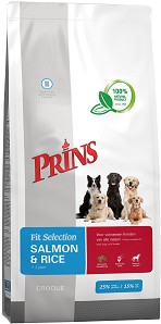 Натурална суха храна за кучета Prins Fit Selection - 15 кг, със сьомга и ориз, над 1 година