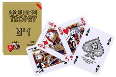 Карти за покер пластик - Golden Trophy - син — Modiano