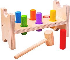 Дървено чукче с наковалня Bigjigs Toys — BB097