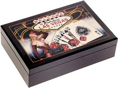 Карти за игра - Две тестета в луксозна дървена кутия Las Vegas — Modiano