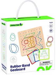 Дървена дъска с ластици - Tooky Toy - По метода на Монтесори — TH248