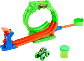 Състезателна писта с лупинг, слуз и камион - Mattel - От серията Hot Wheels: Monster Trucks — JMK91