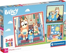 Блуи - 3 пъзела от 48 части на тема Bluey — Clementoni 25308