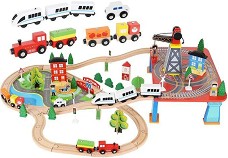 Дървено влакче с аксесоари - Iso Trade — KRU9363